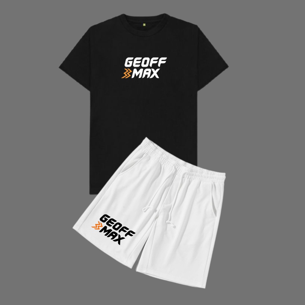 Clothing May - 1 Set Geoff Max Hitam Putih 1 Set One Set Oneset Satu Pasang Satu Setel Fashion Sepasang Kaos Koas Set Boxer Distro Kekinin T Shirt Tshirt T-Shirt Premium Murah Unisex Sablon Dtf Murah Celana Pria Pendek Tali Kolor Bokser