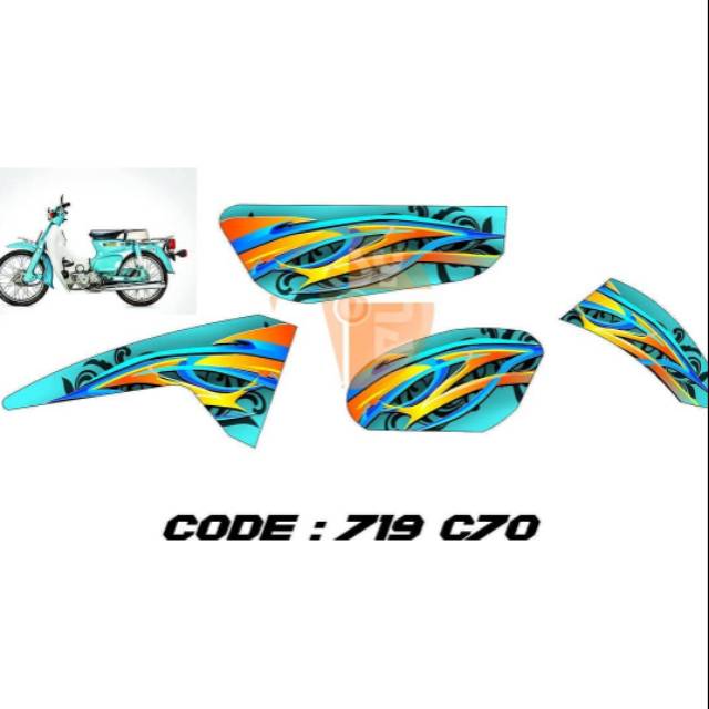 Stiker Decal striping custom honda c70 airbrush air brush
