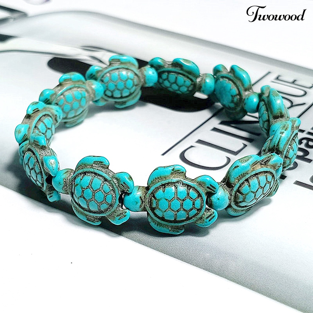 Gelang Bentuk Hewan Kura-Kura Laut Turquoise Tiruan Ramah Lingkungan Gaya Hawaii Untuk Unisex