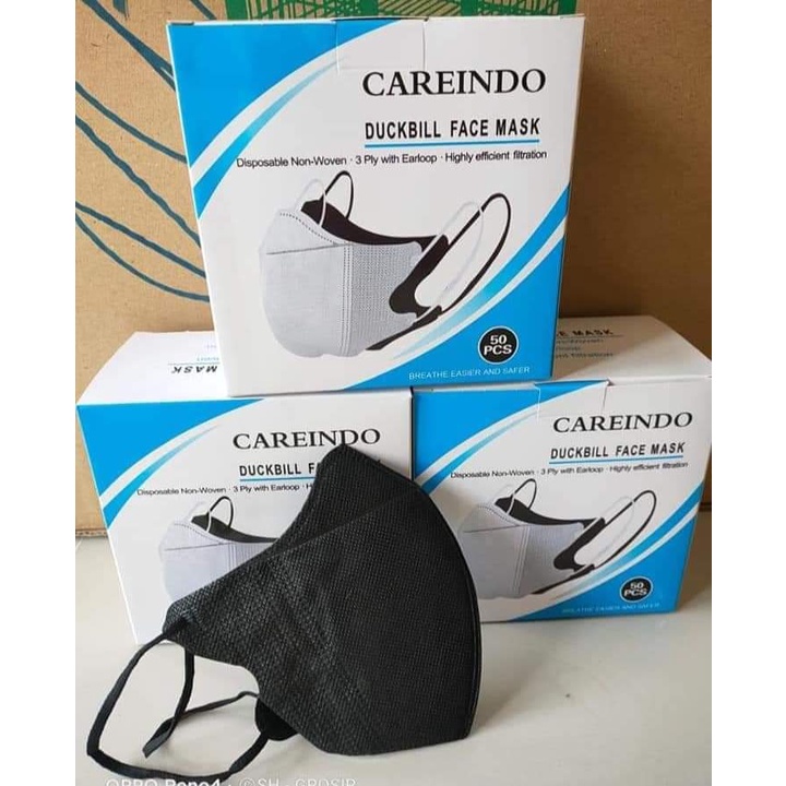 50 Pcs Masker Duckbill Hitam 1 Box Murah  Bisa COD/ Masker Non Woven
