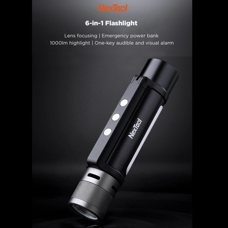 NEXTOOL Senter 6-in-1 1000 Lumens Dual-light Zoomable Alarm