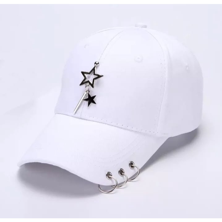 Topi Cincin Gantungan Bintang//Topi Anting//Topi Baseball Ring Anting Korea