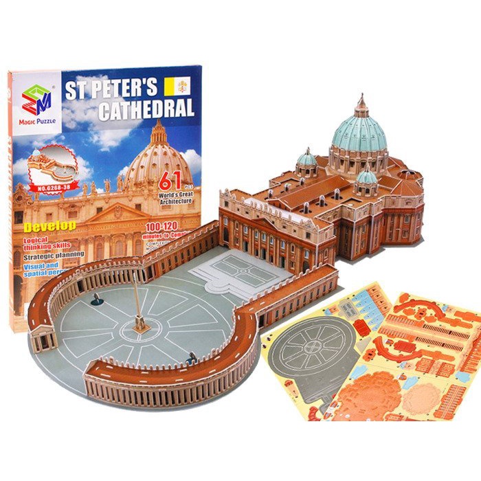 Mainan Puzzle Gereja - SAINT PETER'S CATHEDRAL - 3d Puzzle G268-38 - DIY - Pazel Gereja - Koleksi Pajangan - Bangunan Persejarah