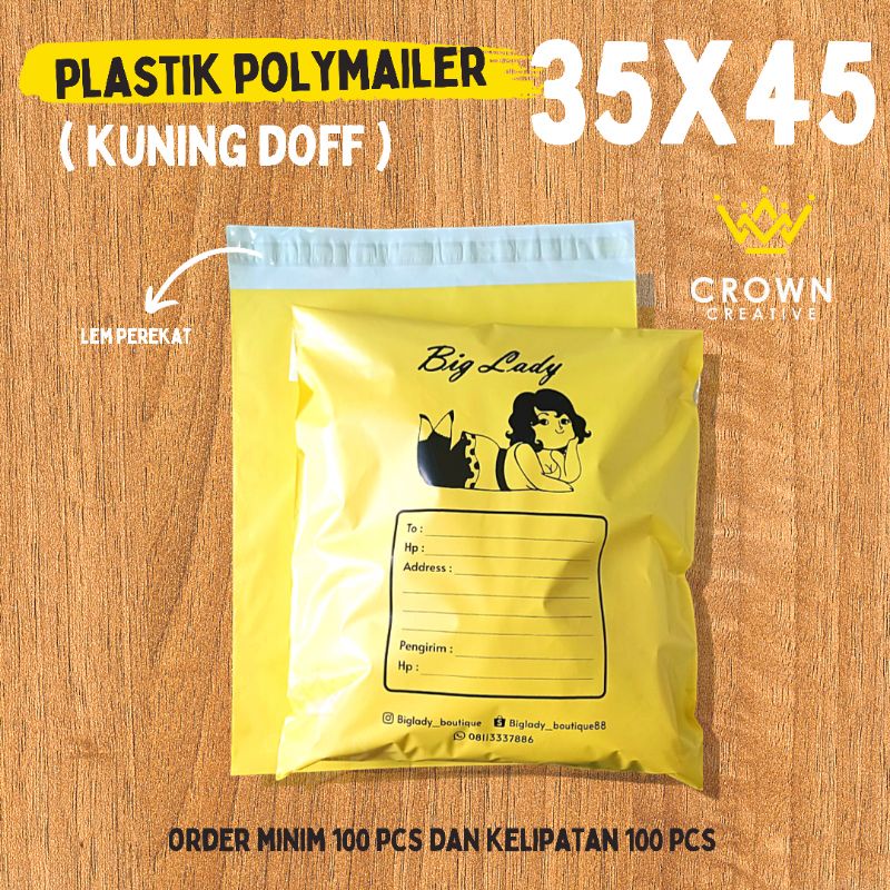 35X45 (SABLON) POLYMAILER / PLASTIK PACKING KUNING DOFF