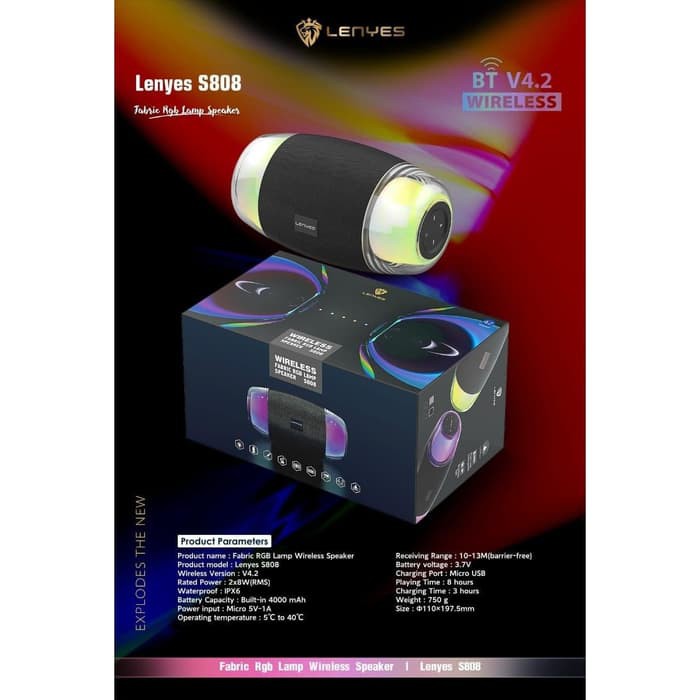 Speaker Bluetooth LENYES Original Lamp S808 Fabric RGB Lamp Wireless