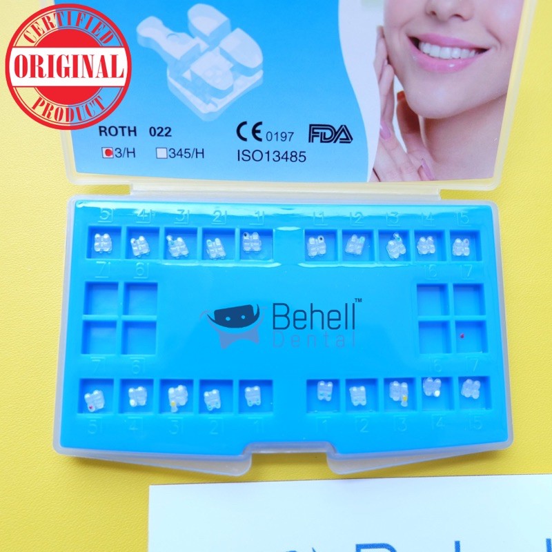 Paket behel gigi permanen bracket ceramic mini cute . Transfaran . Keramik . Bening . Transfaran Ori