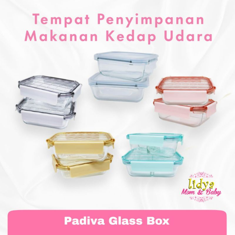 Padiva Glassbox Crystal Container / Tempat Penyimpan makanan Isi 2 Pcs