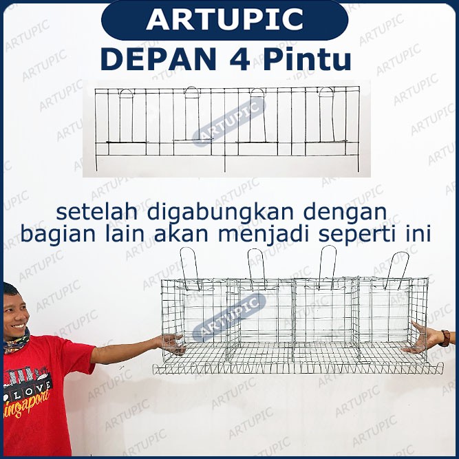 DEPAN 4 PINTU SAJA untuk Kandang Ayam Petelur ARTUPIC Baterai Kandang Ayam Petelur Galvanise 110 cm