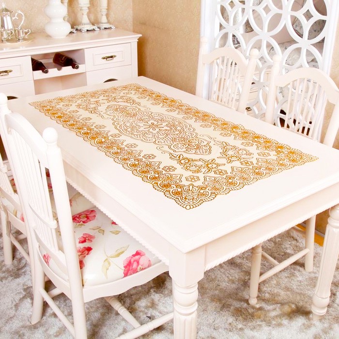 Taplak Meja 40 x 80 cm Motif Gold Silver Table Mat