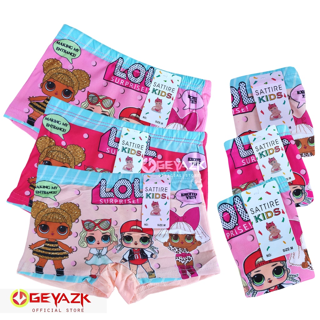 3 Pcs Celana Boxer Anak Perempuan  Bergambar Termurah