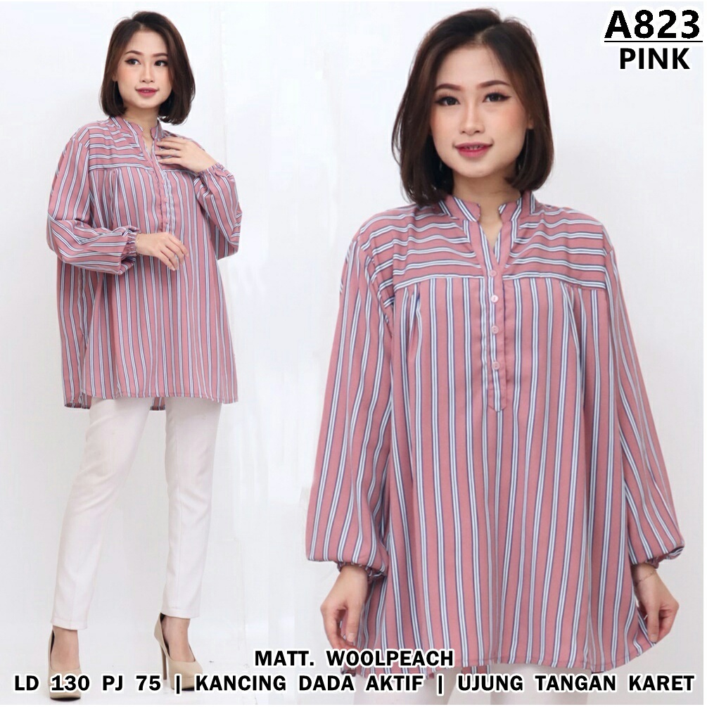 UNION11 -  ATASAN WANITA JUMBO XXXXL / ATASAN WANITA JUMBO LD 130 /  BLOUSE WANITA JUMBO OKTA SINDI PRILY-A823 CECIL PINK