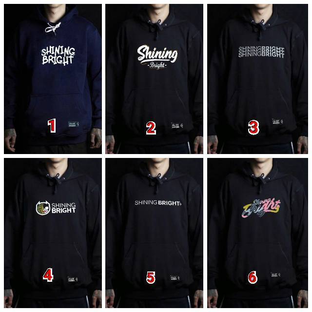 Sweater hoodie premium / hoodie simple / jaket distro bandung / jaket shining bright hitam
