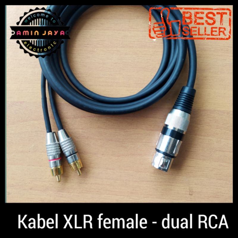 Kabel jack xlr female to dual rca kabel canare 1 meter