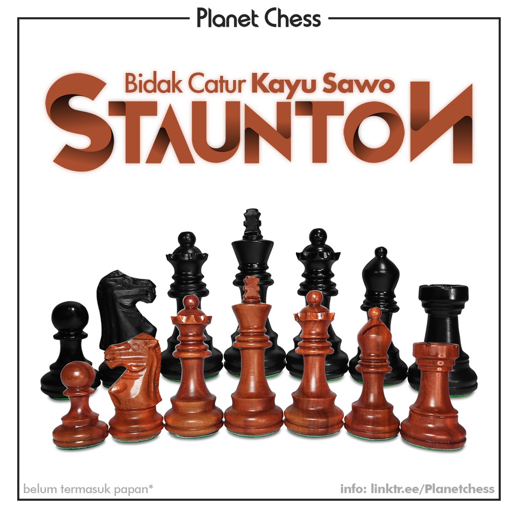 Bidak Catur Kayu Sawo Model Staunton Ekstra Menteri Premium Quality