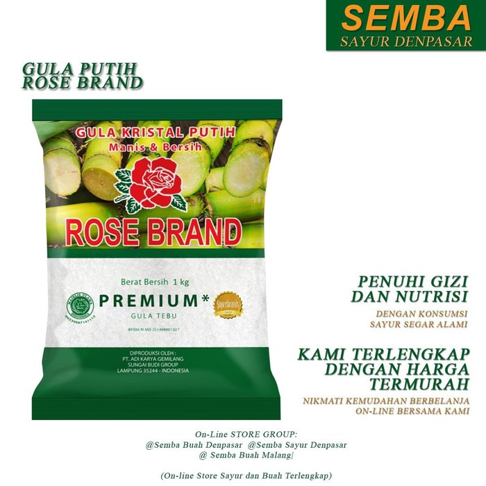 

GULA PUTIH ROSE BRAND 1KG sembako DENPASAR BALI bumbu lauk seafood food bahan makanan murah