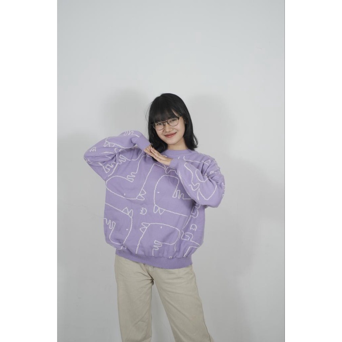 Yuji Sweater Blouse Oversized Jumbo Lebar Rajut Knit  (4261)