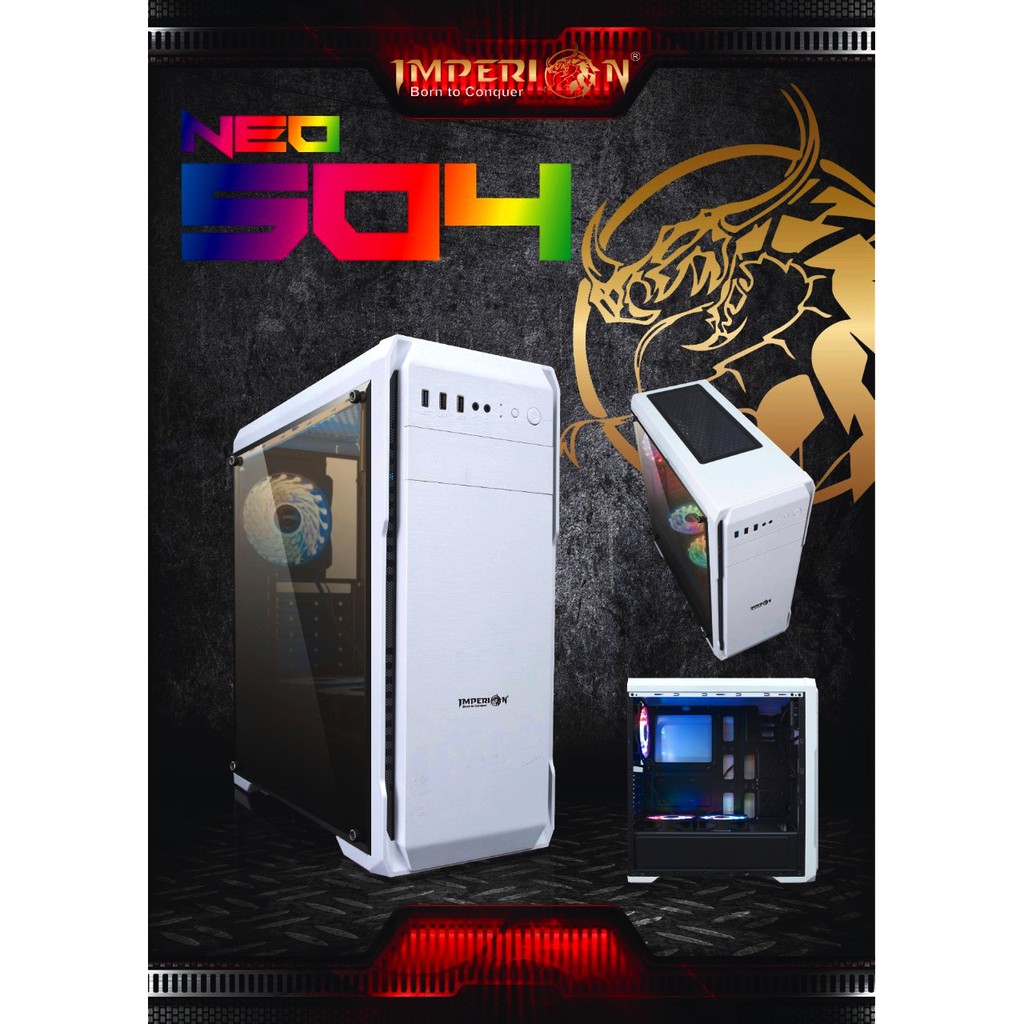 CASING PC IMPERION NEO 504 WHITE WITH TEMPERED GLASS SIDE DVD ROOM