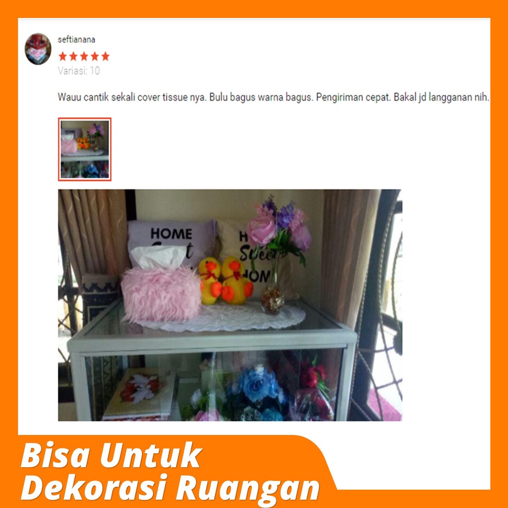 Tempat Tisu Bulu korea Lembut Tidak Mudah Rontok Cover Tisu Karakter Premium Bulu Panjang 5cm