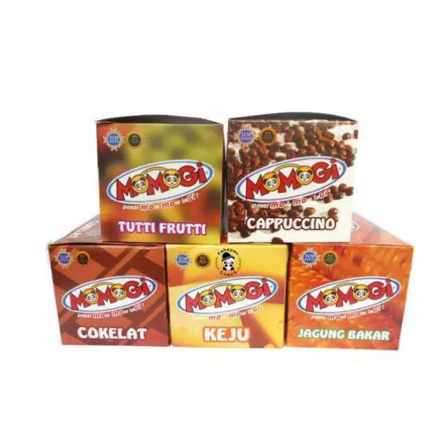 

MOMOGI SNACK BOX COKLAT / JAGUNG BAKAR / KEJU / CAPUCINO / TUTTI FRUTTI 1 BOX ISI 20 PCS