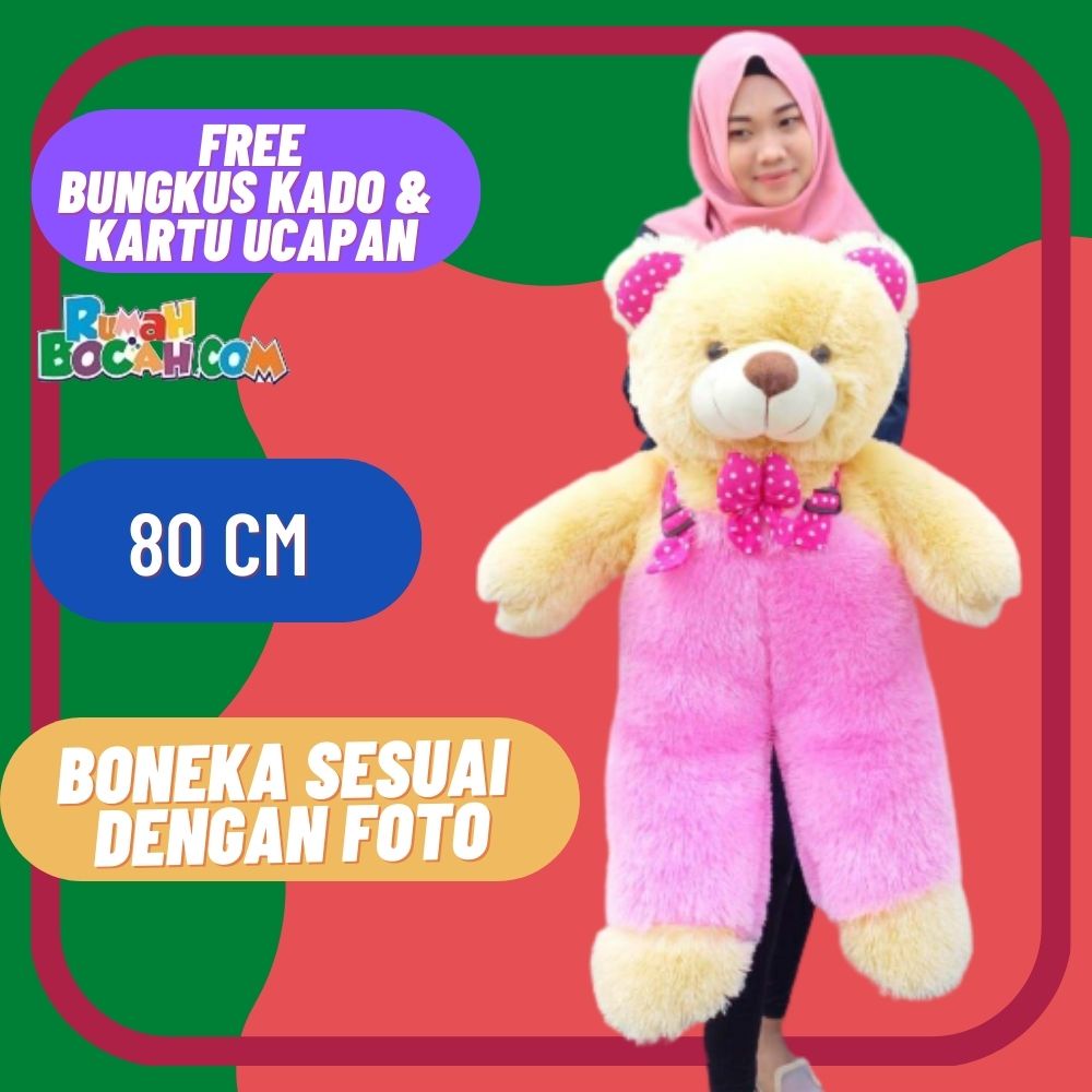 Boneka Beruang 80 cm Teddy Bear Beruang Jumbo Besar Bear Jojon Pink untuk Kado Ulang Tahun Kado Anni