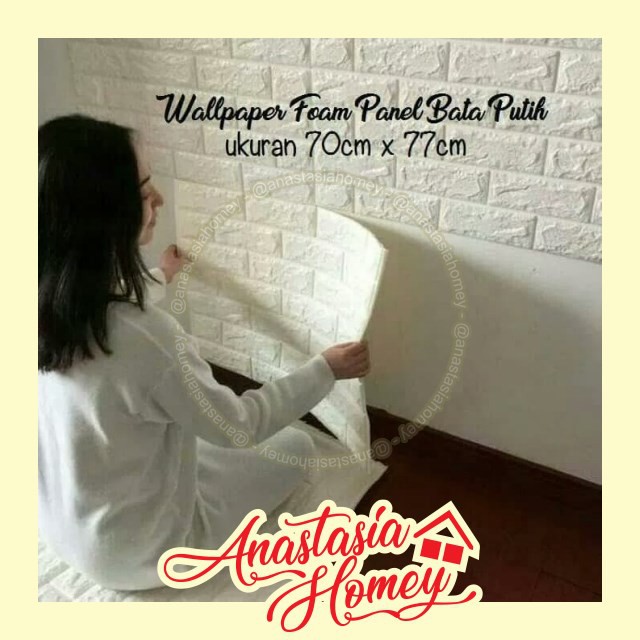 AH2000 (MIN 4 PCS) CAT & PERLENGKAPAN WALLPAPER FOAM 3D BEST FOAM 70 X 77 CM MOTIF BATA PUTIH BY ANA