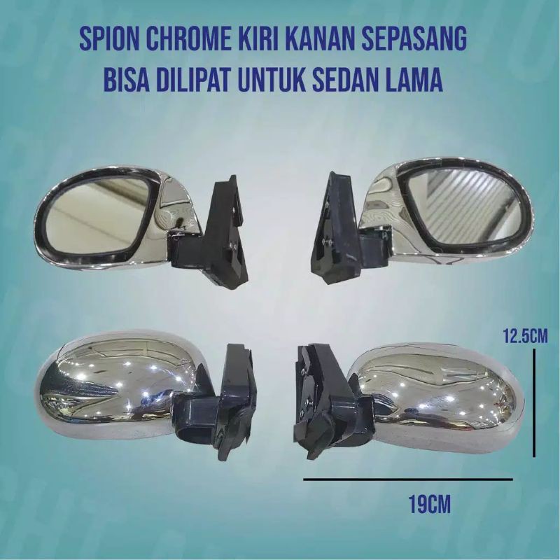 mirror spion utama luar kanan kiri MOBIL SEDAN universal CHROME CROME model m3 BISA lipat MANUAL