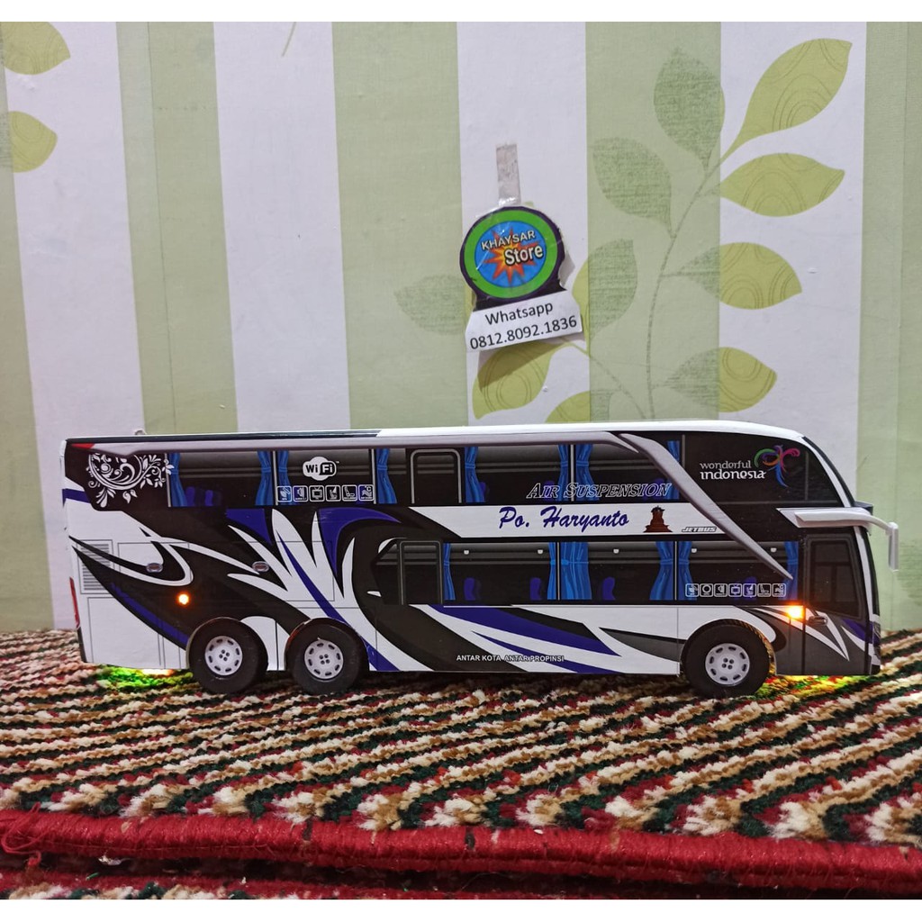 BEST SELLER miniattur bus bis Haryanto double Decker + Lampu