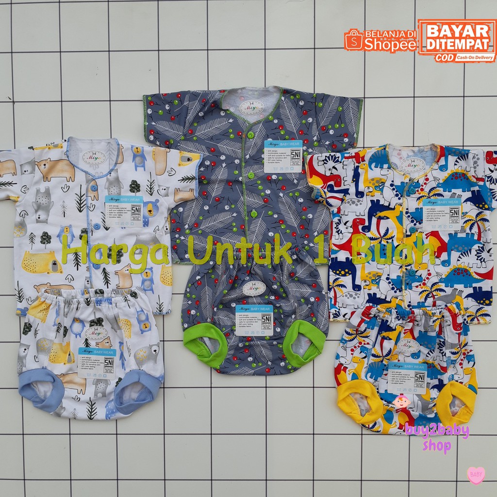 Setelan piyama celana pendek pop bayi MIYO (All New Feb 2021 World Dino Series) 3-6 bulan 1 PCS