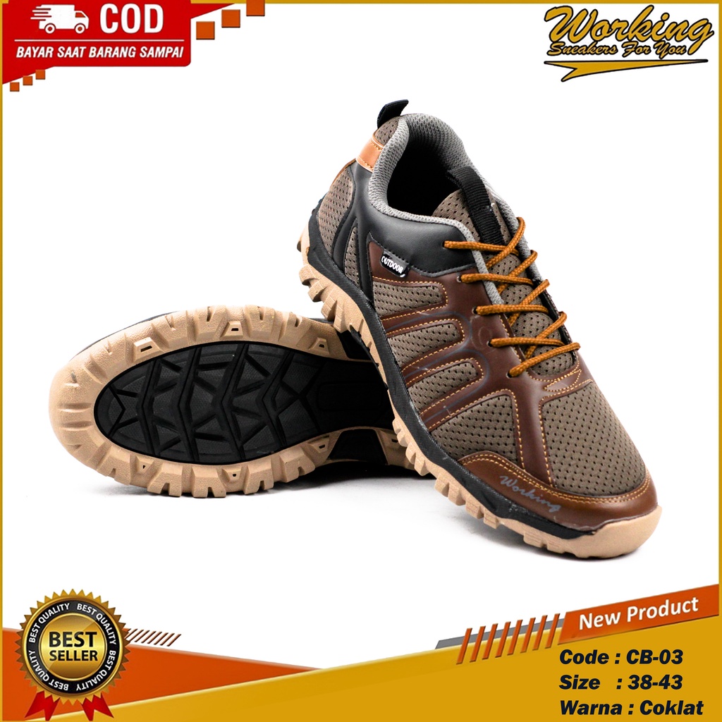 Sepatu Pria Original Working CB-03 // Sepatu Hiking Anti Air Gunung Adventure Touring Outdoor Shoes