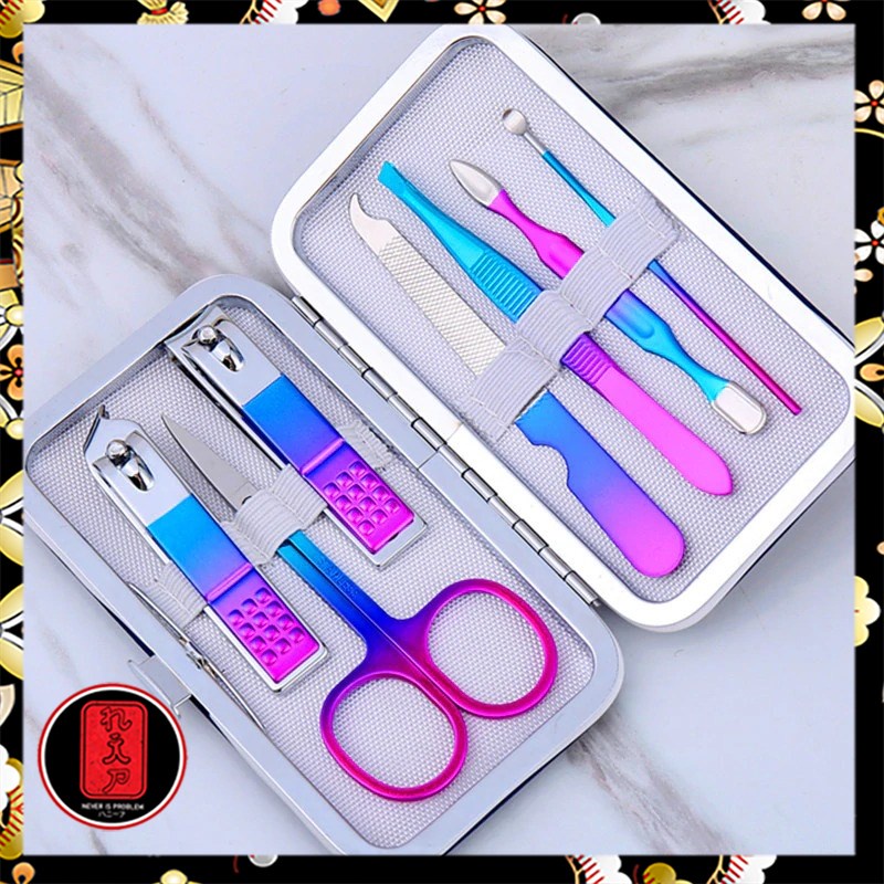 NelBeauty Nail Art Set Gunting Kuku Manicure Pedicure 7 PCS - 7023D - Multi-Color