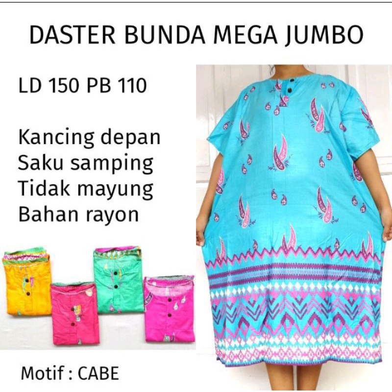 Daster super jumbo ld150  kancing depan busui bumil