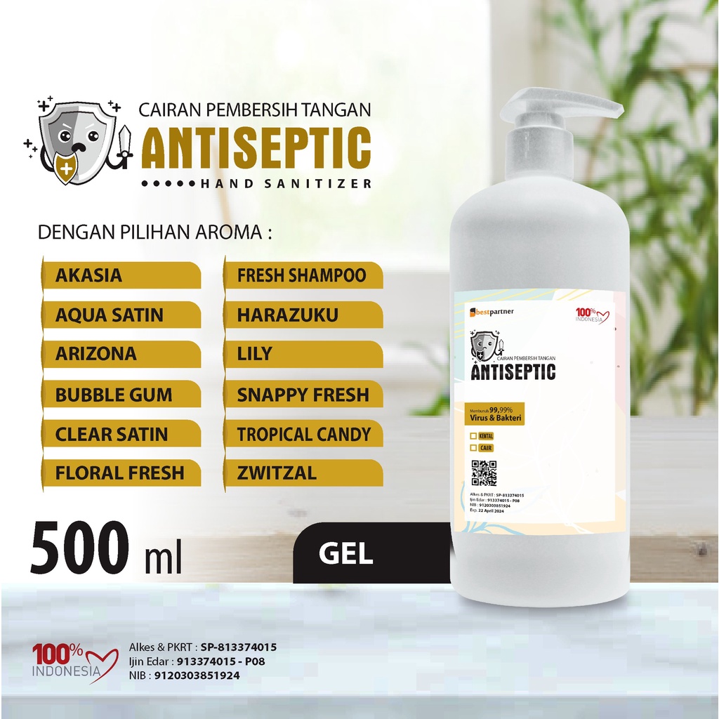 Hand Sanitizer Gel  Antiseptic  Macam Variasi Aroma Segar 500ml  Pump + Free Bubble Wrap