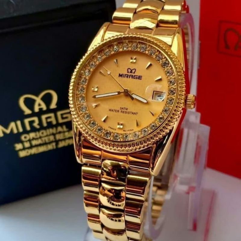 JAM TANGAN PRIA DAN WANITA MIRAGE 1579M PERMATA ORIGINAL