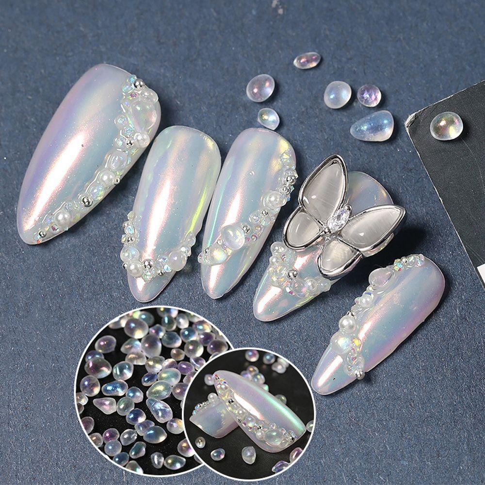 Mxbeauty Nail Art Rhinestones Aurora Mermaid Membuat Perhiasan Ornamen Manikur Aksesoris Tidak Teratur Batu Kristal Manik-Manik