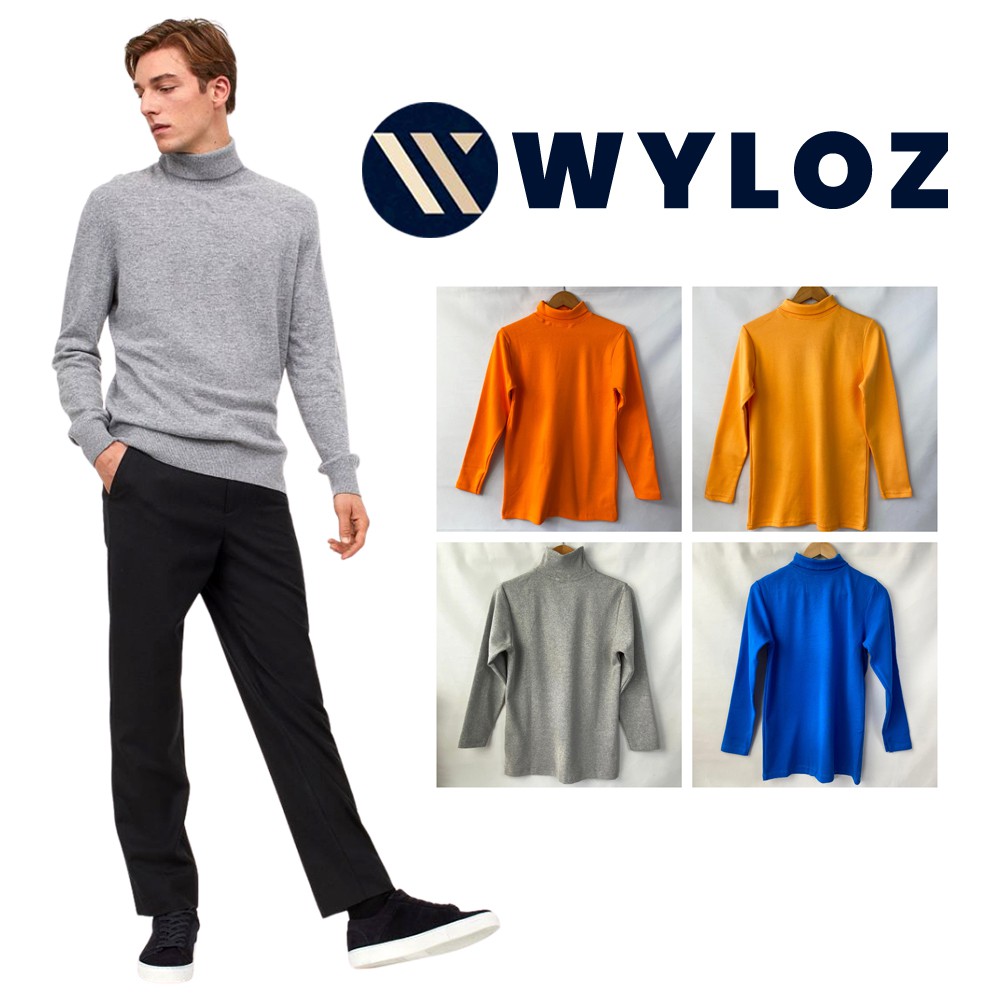 Sweater Turtle Neck Pria Polos Baju Kaos Turtleneck Cotton Premium Distro Cowok Korea Dewasa Wyloz