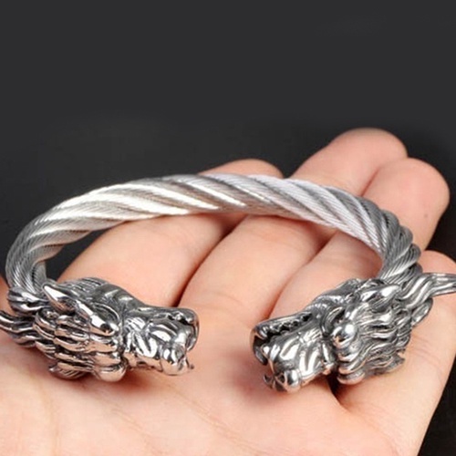 Hu Hu Hu Hu Hu Alat Bantu Pasang Kacamata♡ Perhiasan Gelang Desain Kepala Drago-n Bahan Titanium Steel Untuk Pria