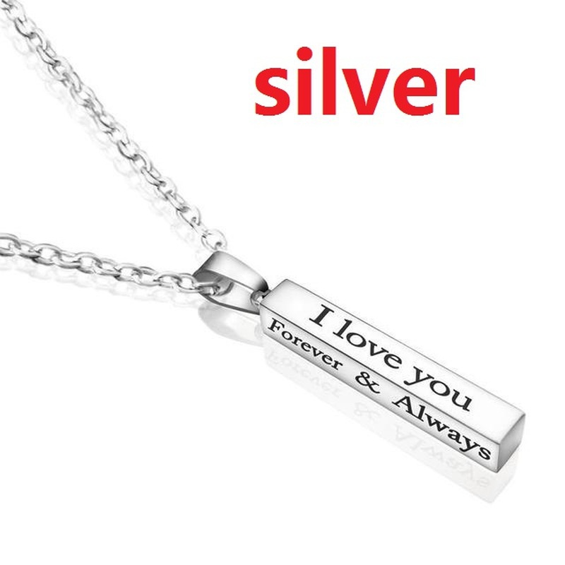 Kalung Liontin i Love You Bahan Stainless Steel Untuk Pasangan