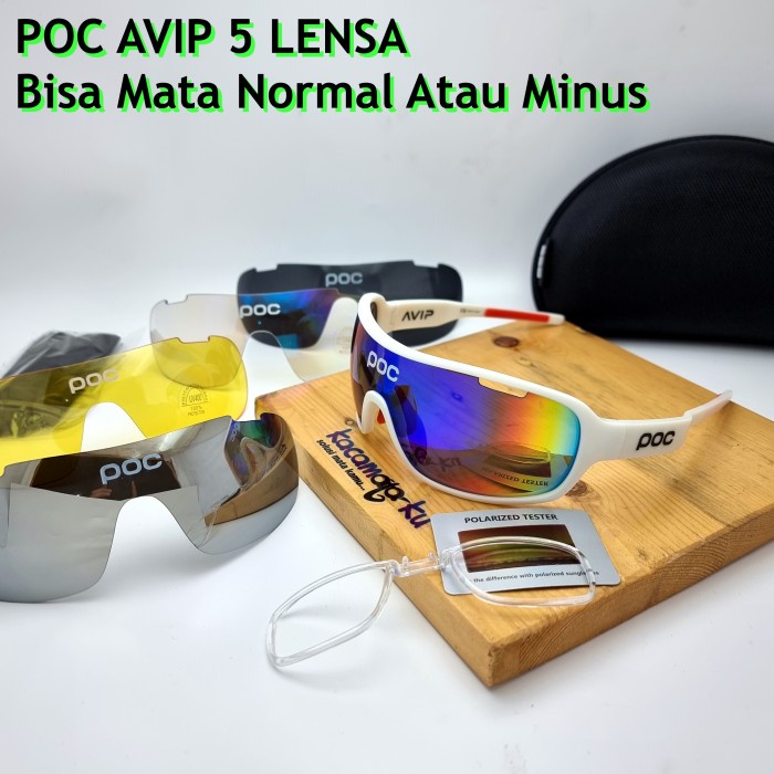 Kacamata Gowes Sepeda Pria Wanita POC AVIP 5 Lensa - Free Lensa Minus - Kacamata saja