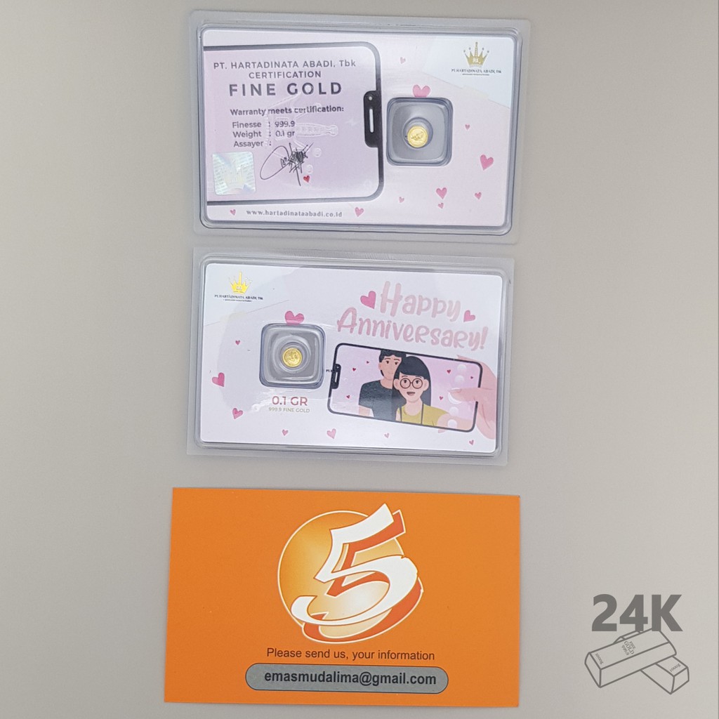 Grosir (SSC) LM Emas Logam Mulia Hartadinata Edisi Happy Anniversary 0,1 0.1 Gram (2) Gift Series