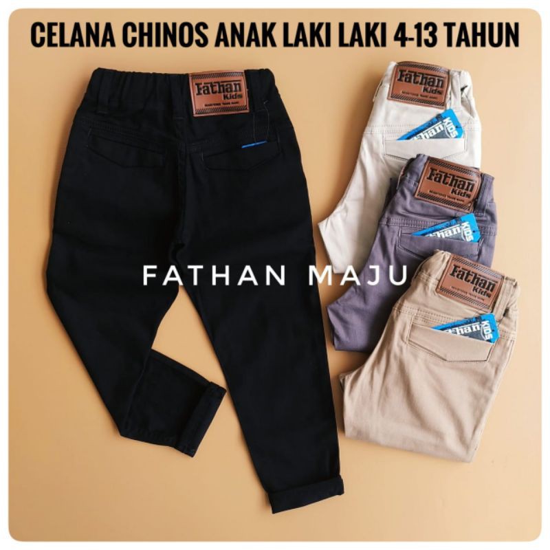 Celana Chinos Anak laki laki 4-12 Tahun Bahan Katun Kampas Model Chino