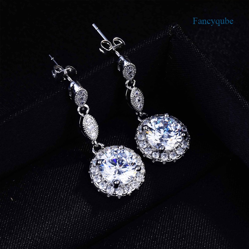 Anting Tusuk Gantung Wanita Warna Gold Desain Tetesan Air Hias Cubic Zirconia Gaya Trendy / Klasik Untuk Pernikahan