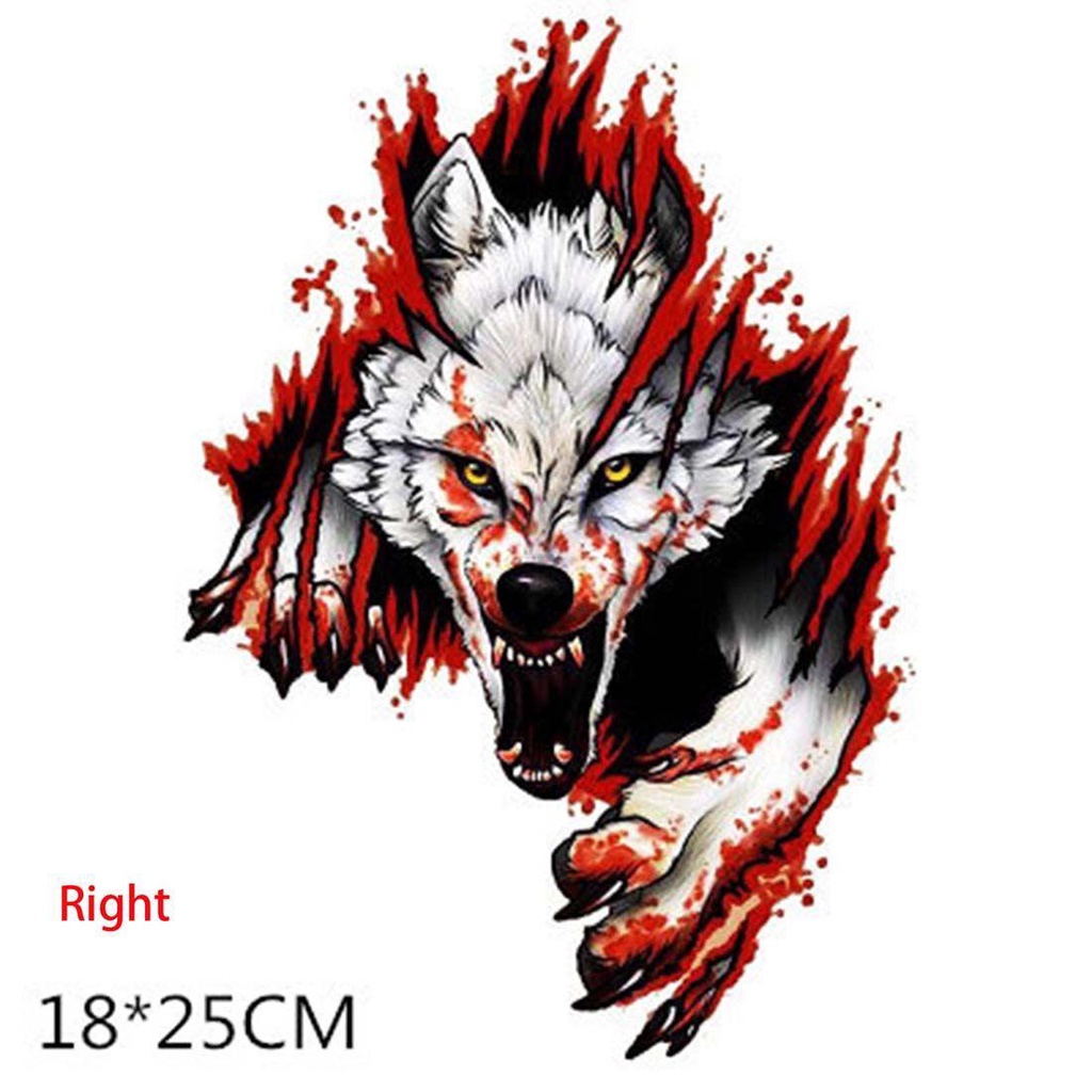 SUYOU Fuel Tank Marks Headlight Decal Scratch Sticker Waterproof Angry Wolf Car Sticker Creative Tooth Decoration Sticker Exterior Accessories Dark Personality Evil Tooth Motorcycle Helmet Sticker