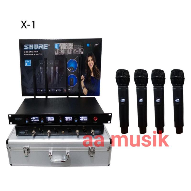 MIC WIRELESS SHURE X1 UHF DIGITAL 4 MIC PEGANG SHURE X 1