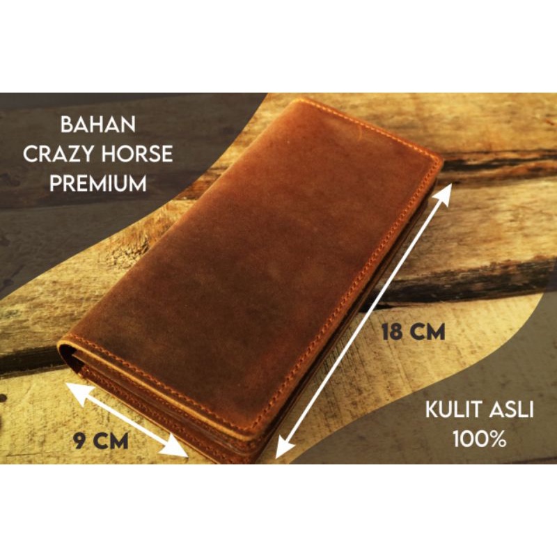Dompet Lipat Panjang Bahan Kulit Sapi 100% Jenis Crazy Horse
