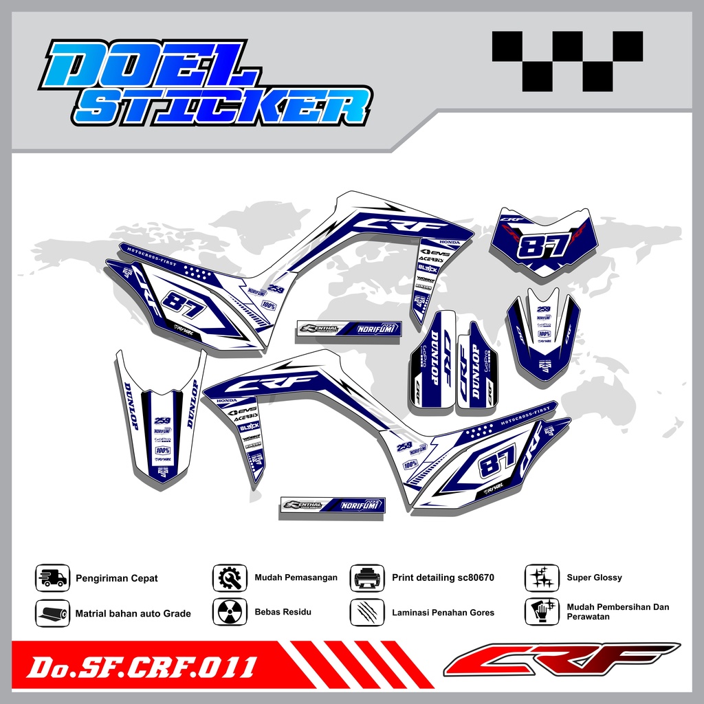 Sticker Striping Semifull CRF 150L List Variasi Hologram Pelangi,Crome Doel  011