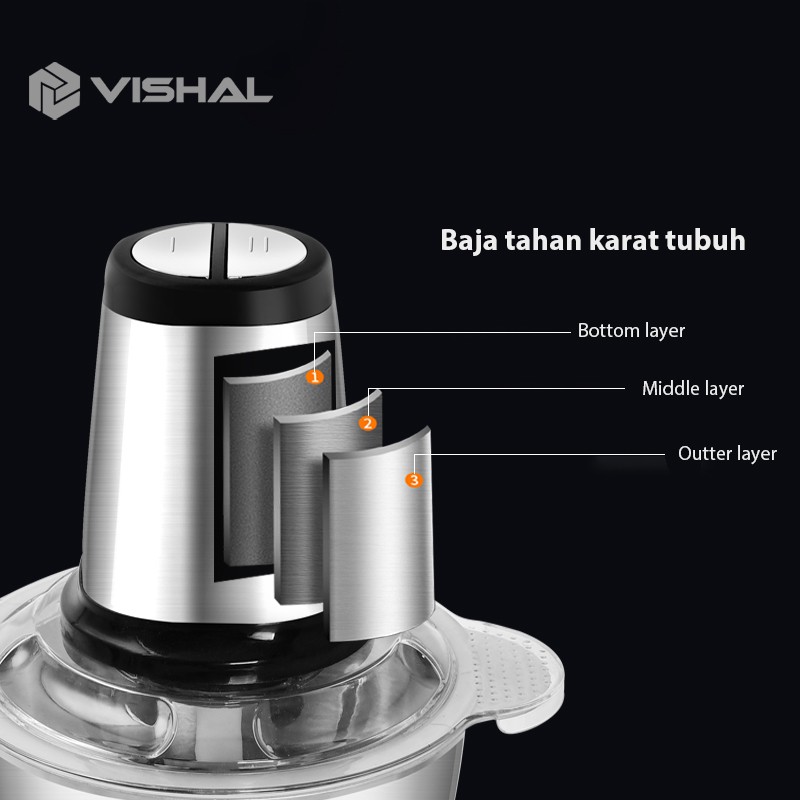 VISHAL Jumbo chopper  Blender Elektrik Penggiling Penggiling Mixer Fruit Veg Blender Daging VS