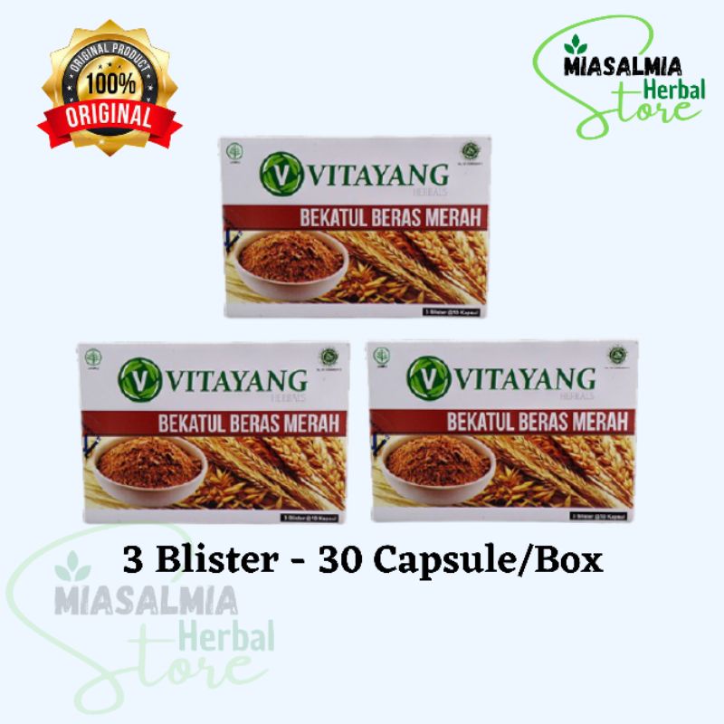 

Vitayang Bekatul Beras Merah Herbal Kolestrol Trigliserida ( 3 Box - 30 Capsule/Box )