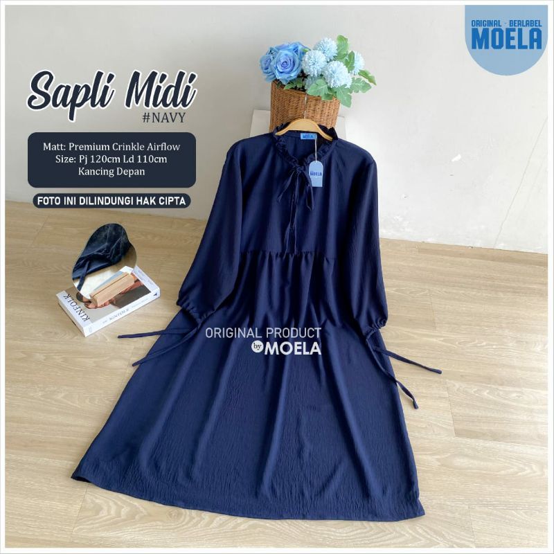 NEW SAPLI MIDI/ORI BY MOELA/MIDI DRES DEWASA/DRES KEKINIAN