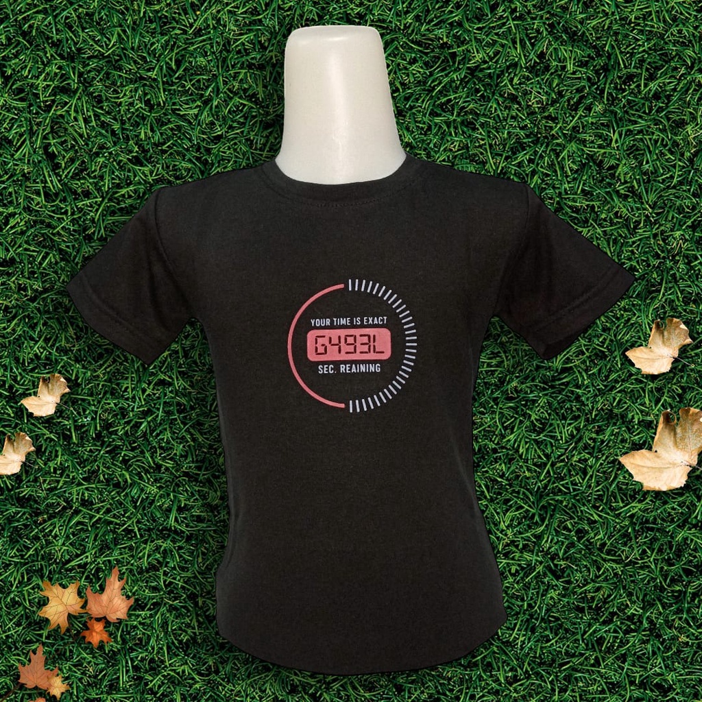 Kaos Anak Tangan Pendek Tshirt Gugel Kids Premium, Motif TIME