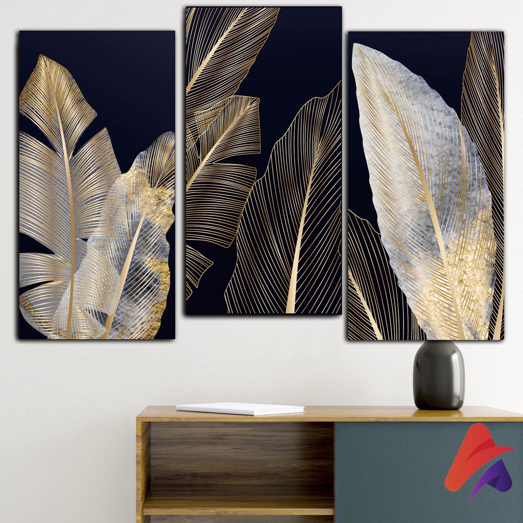 HIASAN DINDING BUNGA BULU ART FEATHER ART GOLD (15X30 CM) ABSTRAK BUNGA WALL DECOR HIASAN DINDING KAMAR PAJANGAN RUANGAN POSTER KAYU GAMBAR BUNGA BULU FEATHERART